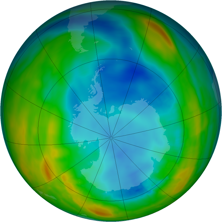 Antarctic ozone map for 09 August 2014